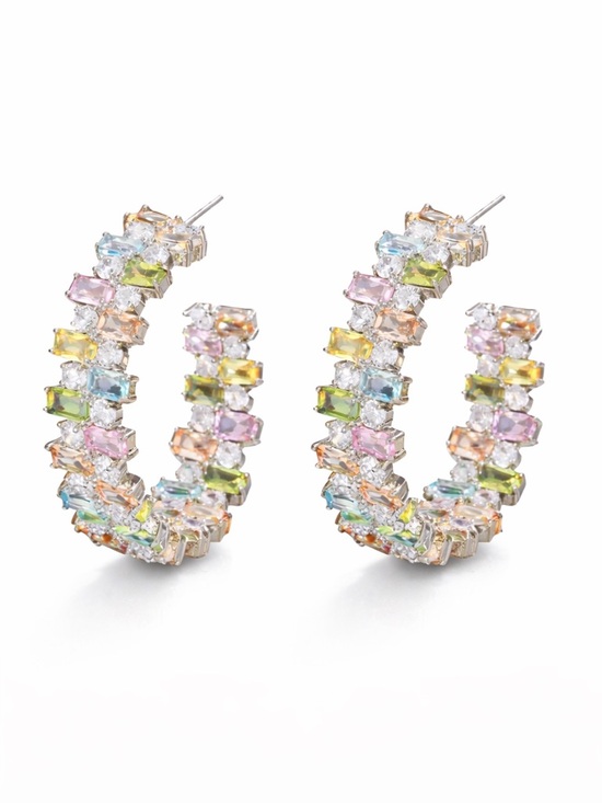 Jewelry - Colorful Zircon Hoop Earrings